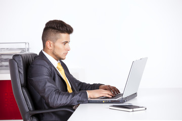Businessman working at his laptop