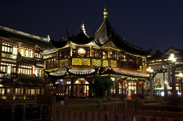 Old City in Shanghai at Night