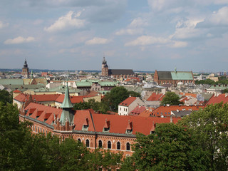 Stadtpanorma Krakau mit Rathausturm und Marienkirche