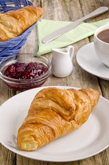 croissant, a French breakfast on a plate