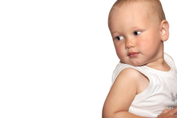 The child on a white background