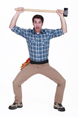 funny picture of carpenter blowing a fuse