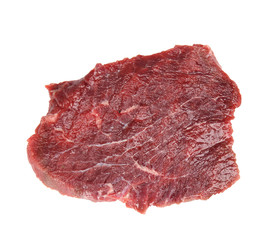 Raw beef steak over white