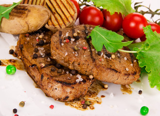Grilled beef steak with american potatoes