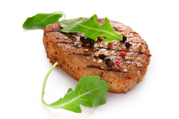 Grilled Beef Steak Isolated On a White Background 