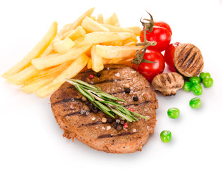 Grilled beef steak with american potatoes