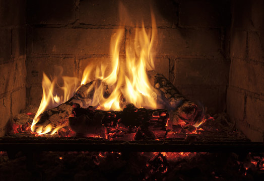 yellow flames in the darkness