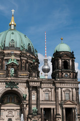 The Berliner Dom and television tower in Berlin.