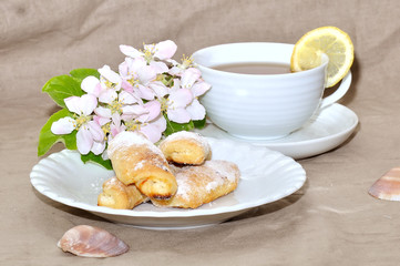 Obraz na płótnie Canvas Handmade cookies with tea cup