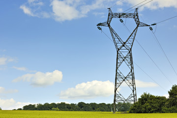Electricity power pylon standing in wheat field  in Rouhling - 42269031