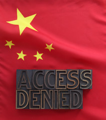 Chinese flag with access denied words