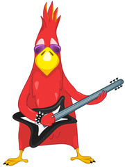 Naklejka premium Funny Parrot. Rock Star