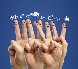 happy finger and icons