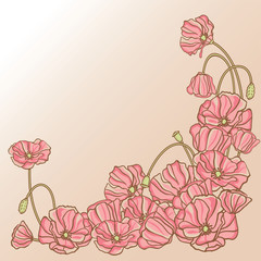 Floral background with hand draun flowers. Vector illustration.