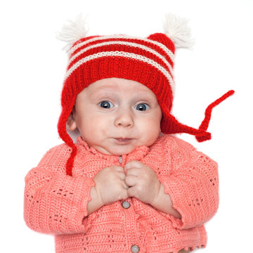 joyful baby in a hat