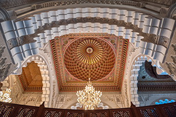 Hassan II Mosque interior vault Casablanca Morocco - obrazy, fototapety, plakaty
