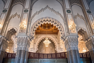 Hassan II Mosque interior arc Casablanca Morocco - obrazy, fototapety, plakaty