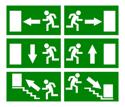 Vector emergency exit signs