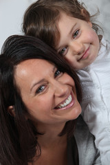 Happy mother and son