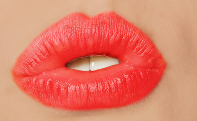 Close-up of beautiful woman lips