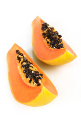 Ripe papaya isolated on white background