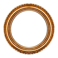 Old retro round wooden picture frame