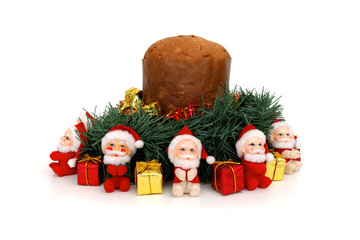 Panettone with Santa Claus around