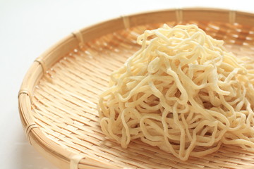 Raw Ramen Noodles on bamboo basket