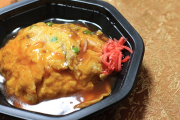 chinese cuisine, egg and crab on rice