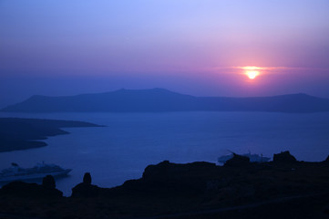 Sunset over the Calder at Santorini Greece