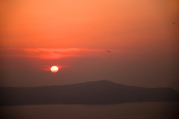 Sunset over the Caldera at Santorini Greece