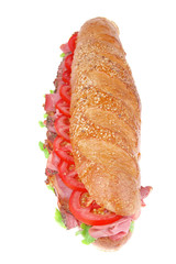 long baguette with smoked chicken sausage