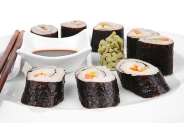 Japanese Traditional Cuisine - sushi on white