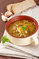 The Russian cuisine. Rassolnik soup
