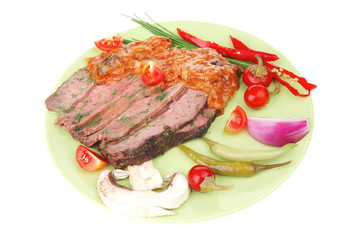 corned beef on plate with vegetables