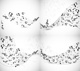 abstract musical notes staff backgrounds set for design