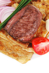 meat food : roasted fillet mignon on bread