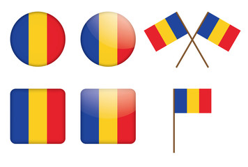 set of badges with flag of Romania vector illustration