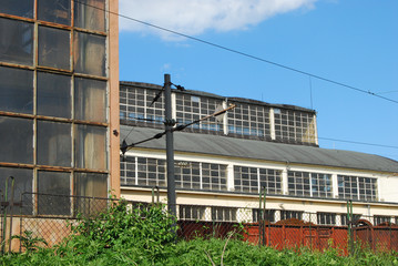 Old industrial building, railway engine-shed, wagon depot