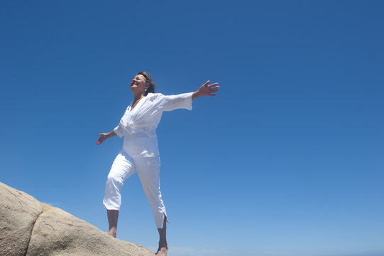 Courages And Confident Woman Walking Uphill