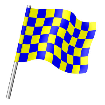 Drapeau &agrave; damier jaune et bleu