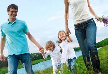 happy family outdoors