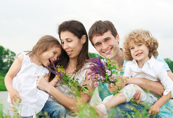 happy family outdoors