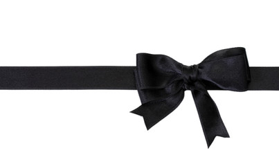 black bow on ribbon isolated on white