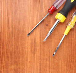 Instruments on wooden background