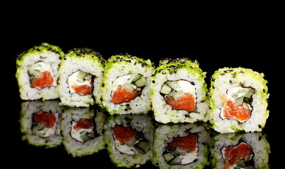 Tasty rolls isolated on black