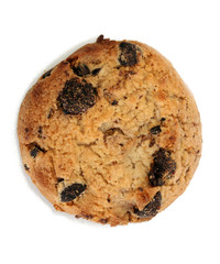 Chocolate chips cookie isolated on white.