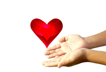 Fototapeta premium Hand and Red Heart