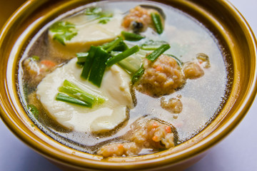 Soybean soup with pork.
