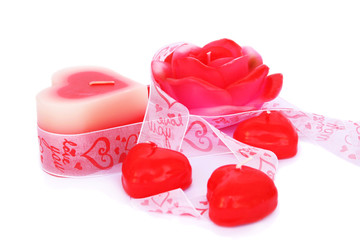 Red candles and ribbon